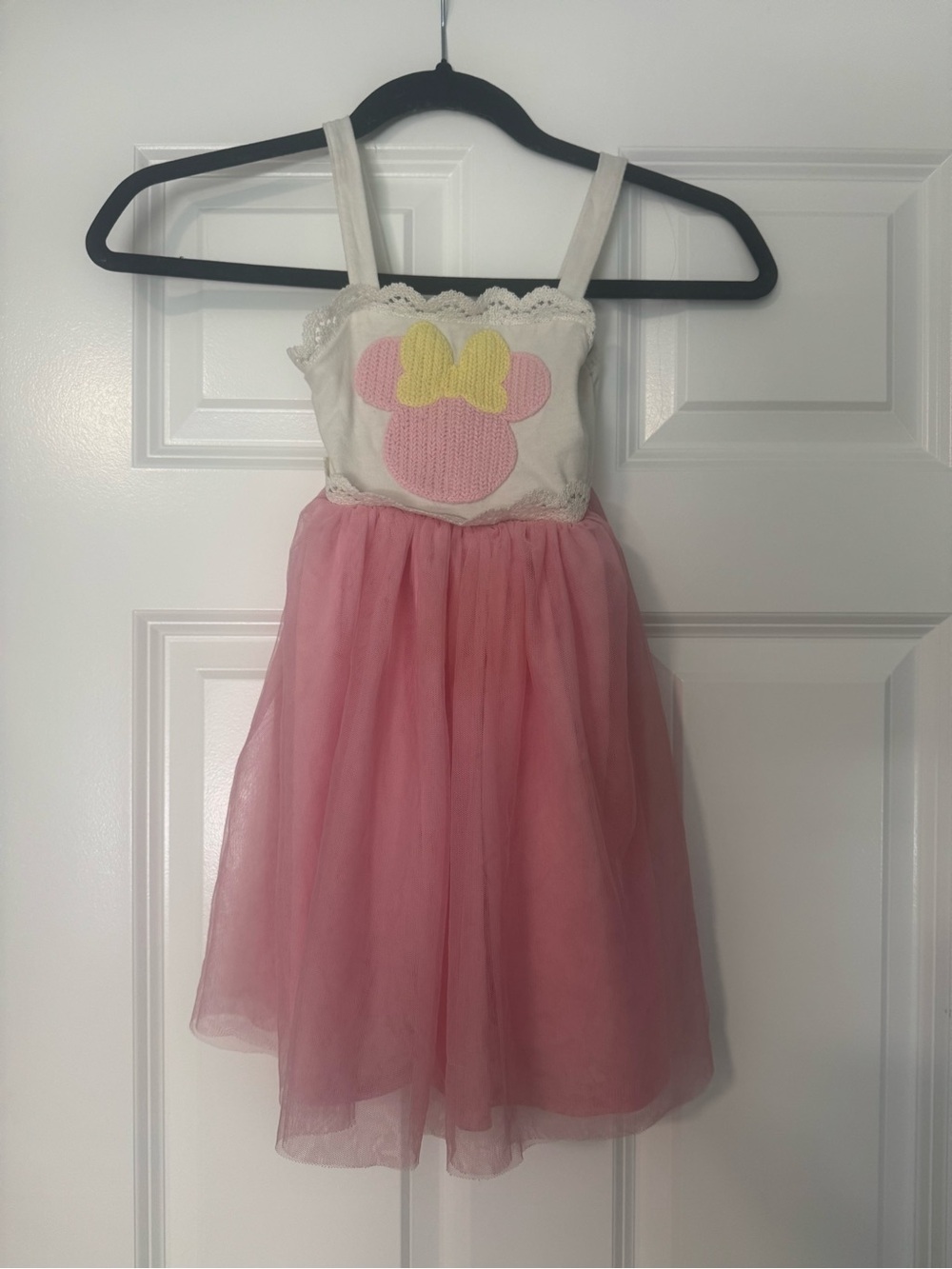 Disney Cream and Pink Girls' Dress with Lace Trim